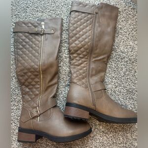 Dream Pairs Quilted Tan Over the Knee Boots